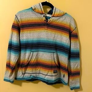 Boys Rip Curl Surf Skate Baja Style Striped Soft Hoodie, Vintage Size L